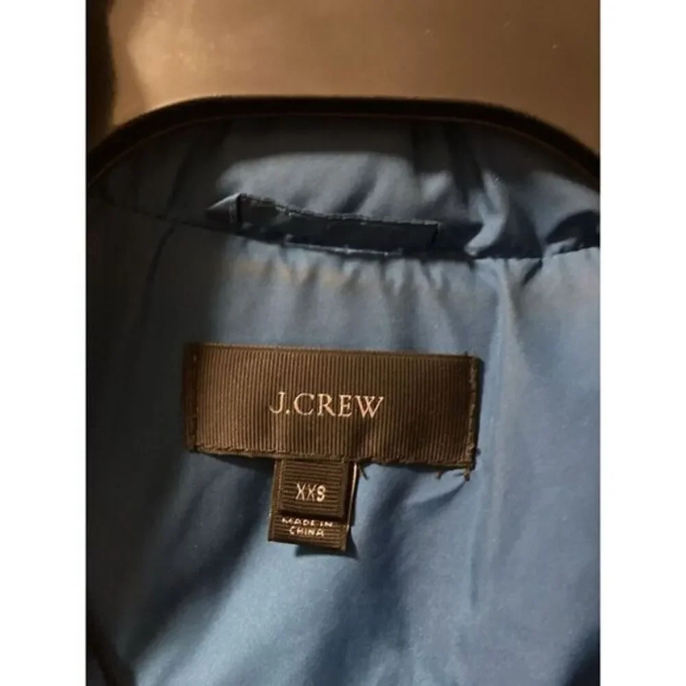 J. Crew Down Puffer Vest Quilted Blue‎ GOLD Hardware Sz XXS Patch Pockets